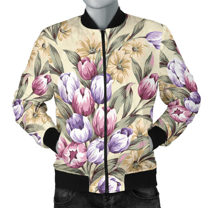 Tulip Pattern Print Design TP04 Men Bomber Jacket