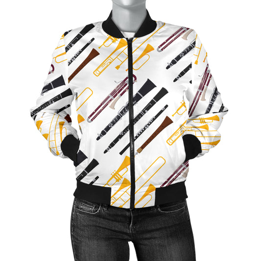 Clarinet Pattern Print Design 01 Women's Bomber Jacket