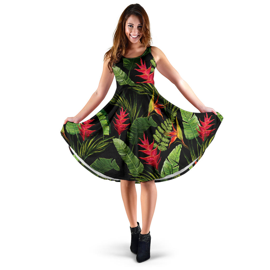 Bird Of Paradise Pattern Print Design BOP010 Midi Dress