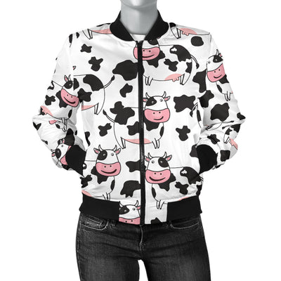 Cow Pattern Print Design 02 Women's Bomber Jacket