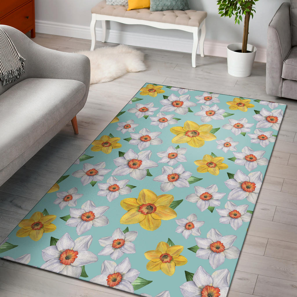 Daffodils Pattern Print Design DF07 Area Rugs