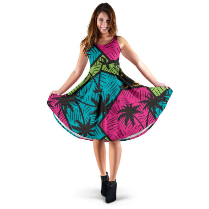 Palm Tree Pattern Print Design PT09 Midi Dress
