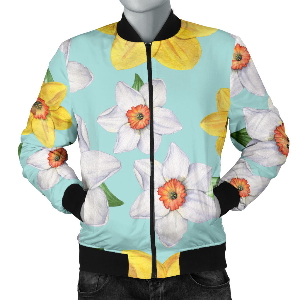 Daffodils Pattern Print Design DF07 Men Bomber Jacket