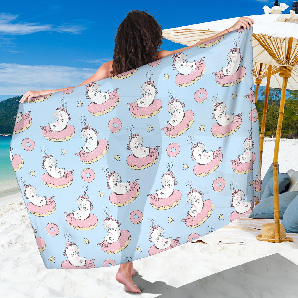 Donut Unicorn Pattern Print Design DN014 Sarong Pareo Wrap