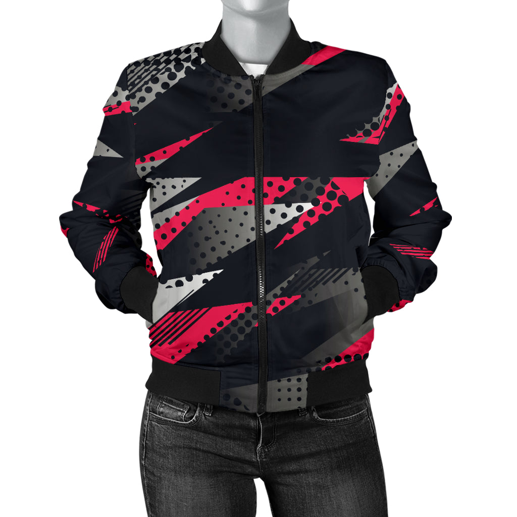 Racing Style Pattern Print Design A04 Women's Bomber Jacket