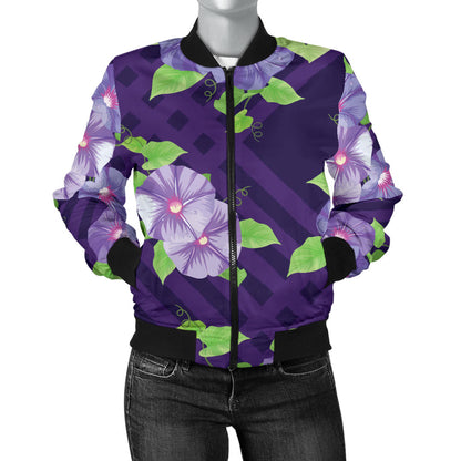 Morning Glory Pattern Print Design MG03 Women Bomber Jacket