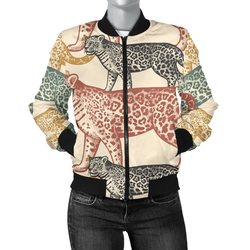 Jaguar Pattern Print Design 01 Women's Bomber Jacket