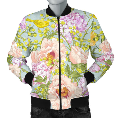 Hydrangea Pattern Print Design HD02 Men Bomber Jacket