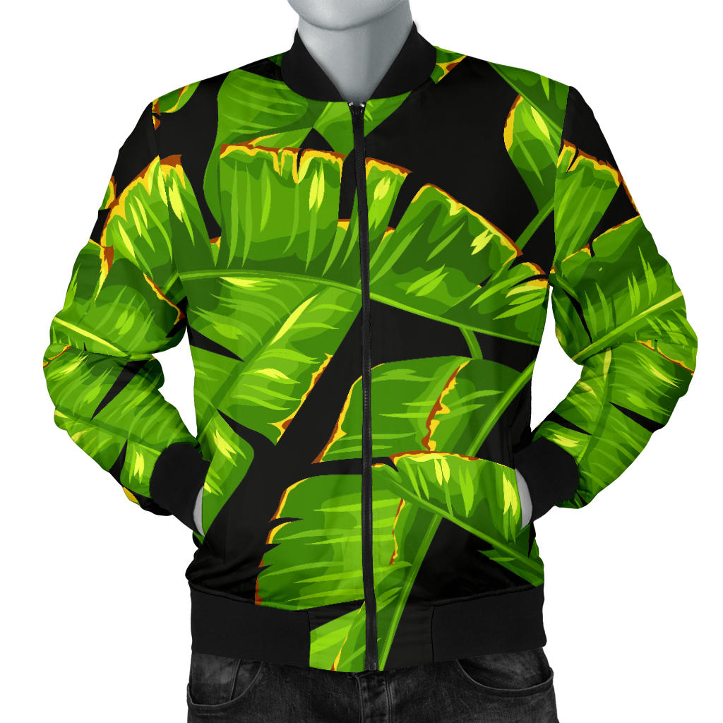 Banana Leaf Pattern Print Design BL06 Men Bomber Jacket