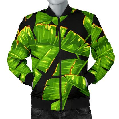 Banana Leaf Pattern Print Design BL06 Men Bomber Jacket