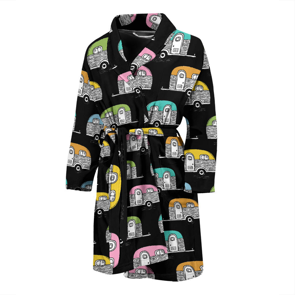 Camper Pattern Camping Themed No 2 Print Men Bathrobe