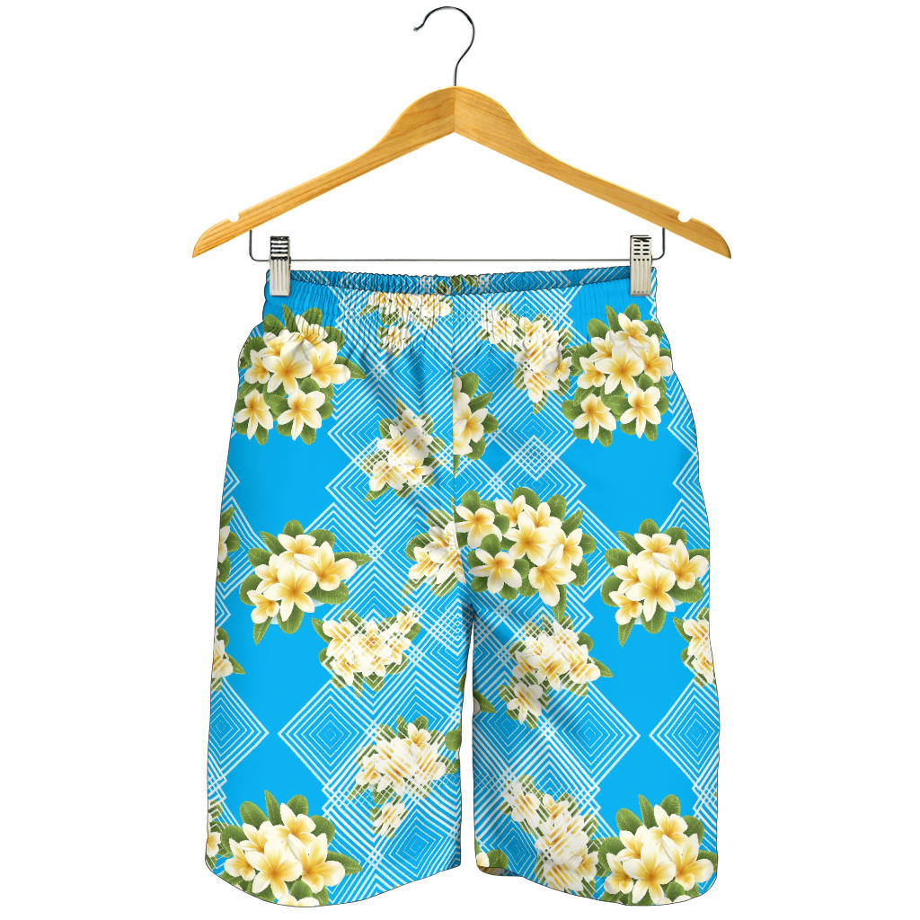 Yellow Plumeria Design Print Pattern Mens Shorts