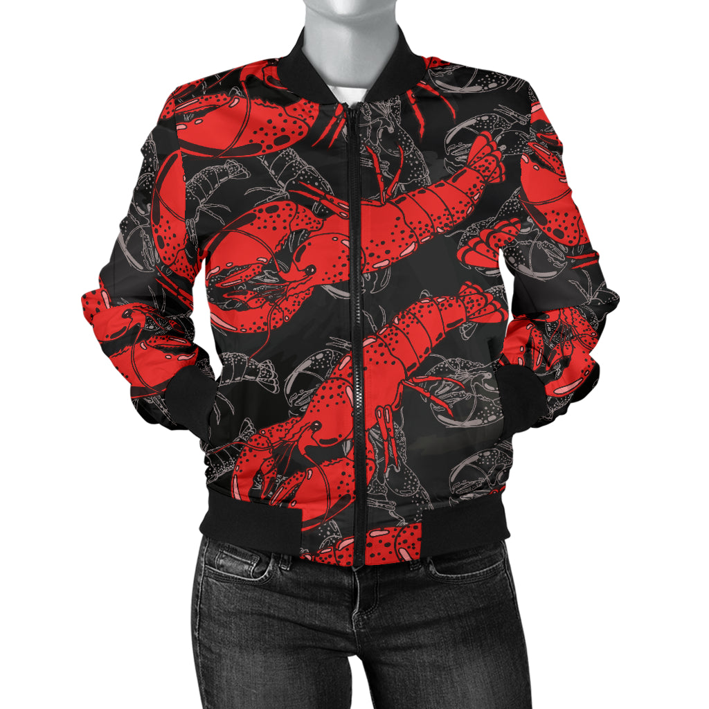 Lobster Pattern Print Design 04 Women's Bomber Jacket