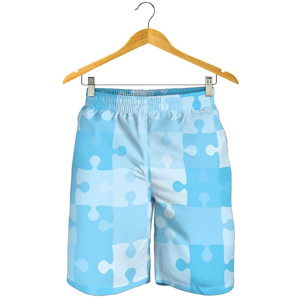 Puzzle Blue Pattern Print Design A04 Mens Shorts