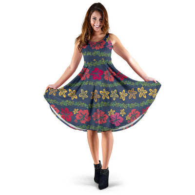 Hawaiian Themed Pattern Print Design H018 Midi Dress