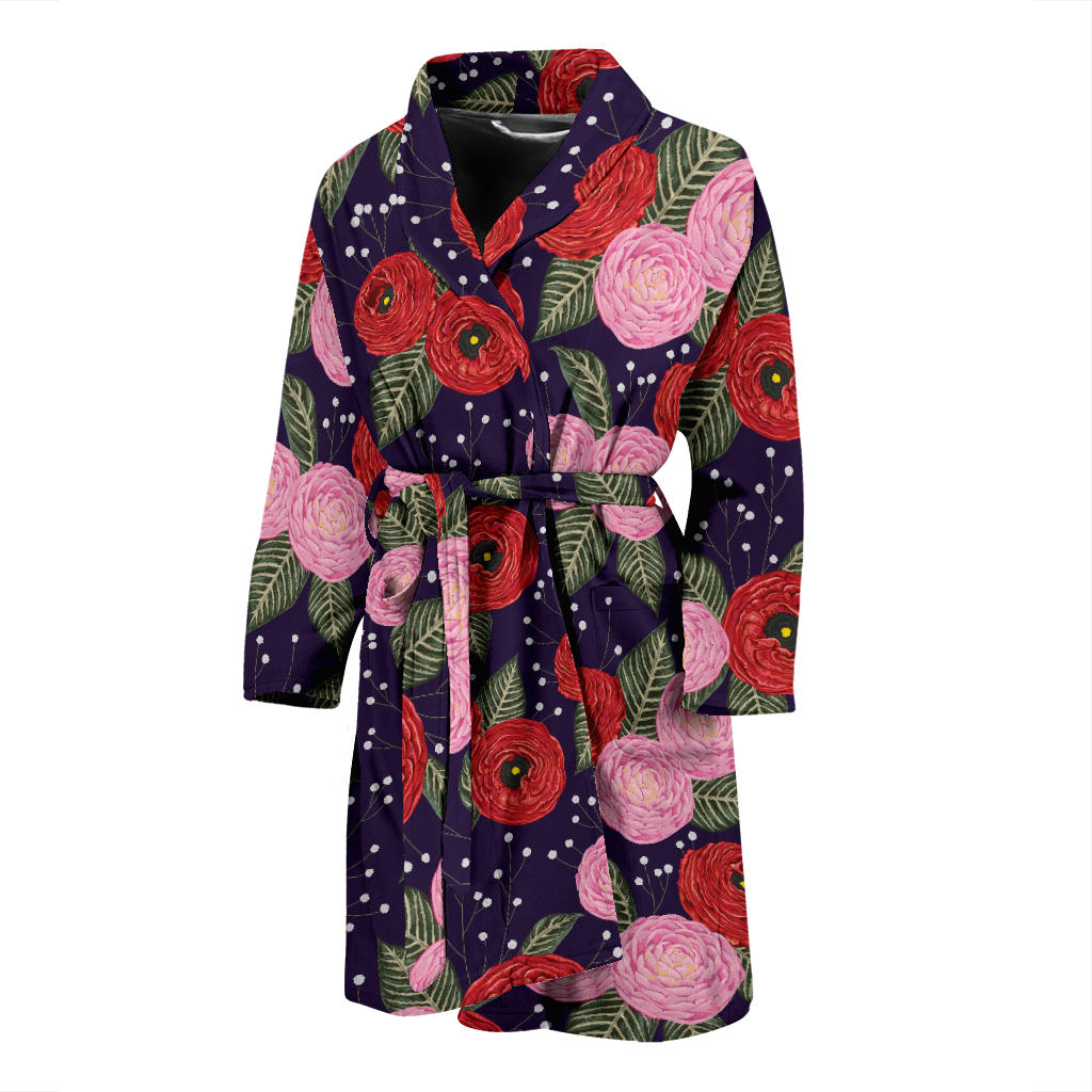 Camellia Pattern Print Design CM02 Men Bathrobe