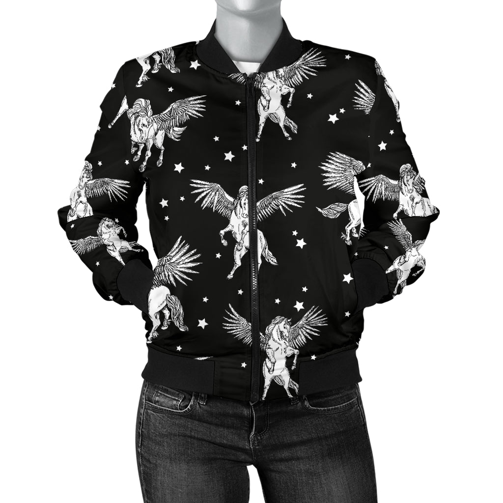 Pegasus Pattern Print Design 01 Women's Bomber Jacket