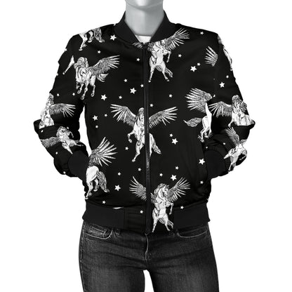 Pegasus Pattern Print Design 01 Women's Bomber Jacket