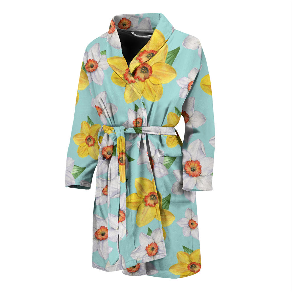 Daffodils Pattern Print Design DF07 Men Bathrobe