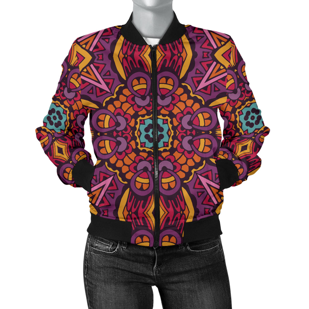 Bohemian Pattern Print Design 10 Women's Bomber Jacket