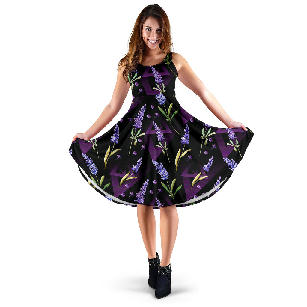 Lavender Pattern Print Design LV07 Midi Dress