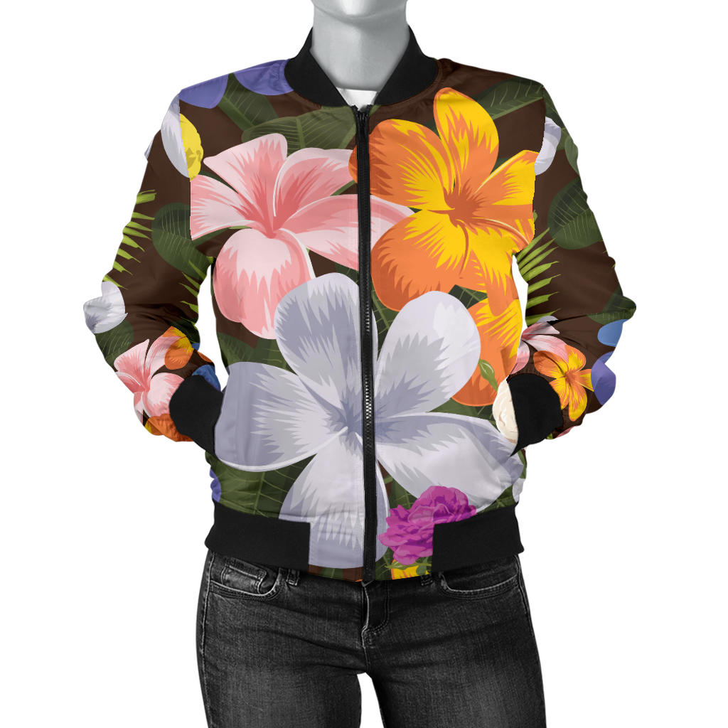 Plumeria Pattern Print Design PM03 Women Bomber Jacket