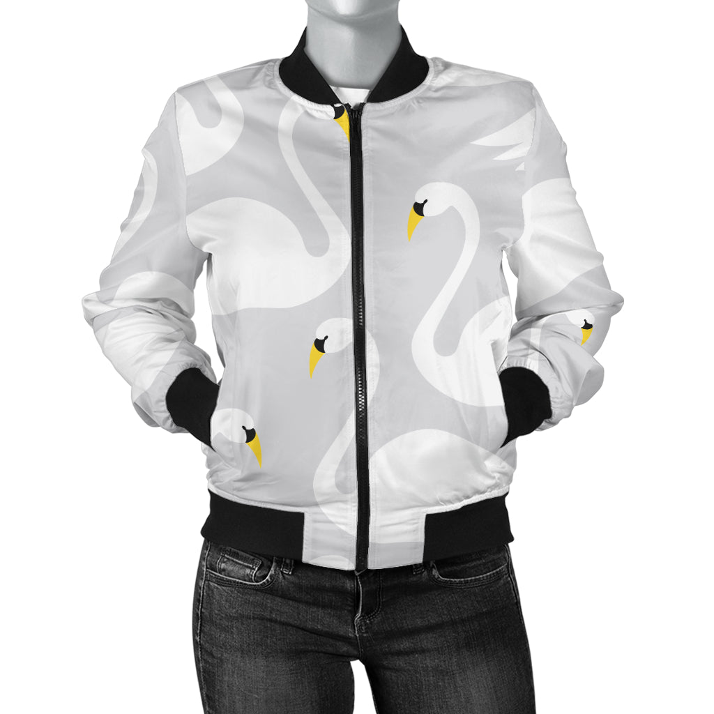 Swan Pattern Print Design 02 Women's Bomber Jacket