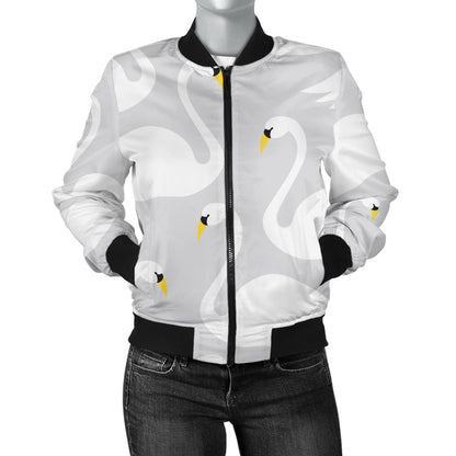 Swan Pattern Print Design 02 Women's Bomber Jacket