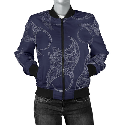Manta Ray Pattern Print Design 01 Women's Bomber Jacket