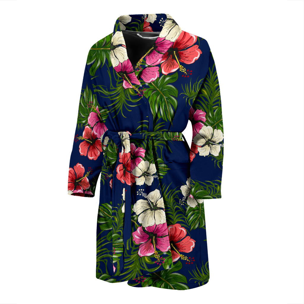 Hibiscus Pattern Print Design HB028 Men Bathrobe