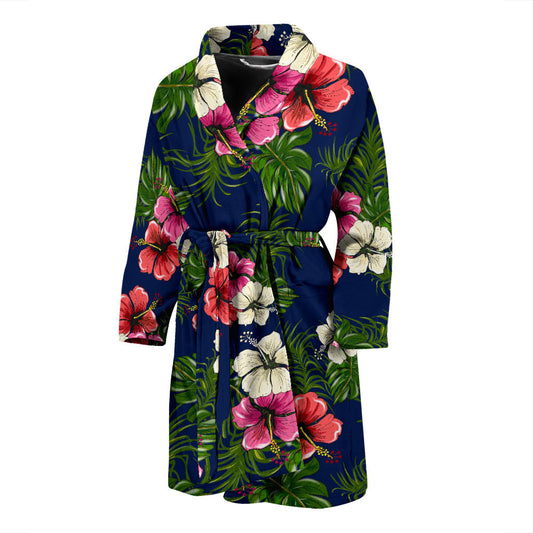 Hibiscus Pattern Print Design HB028 Men Bathrobe