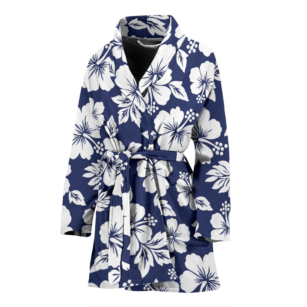 Hibiscus Pattern Print Design HB012 Women Bathrobe