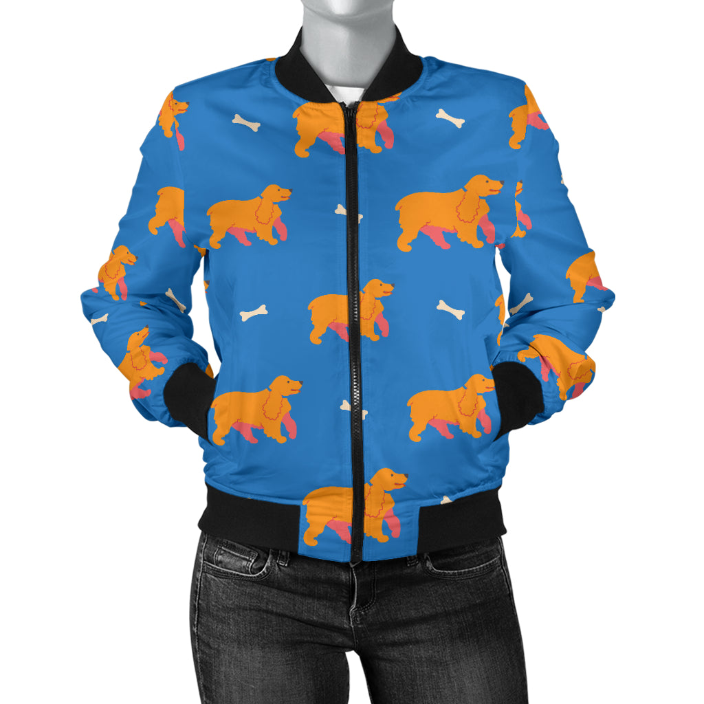 Cocker Pattern Print Design 04 Women's Bomber Jacket