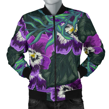 Pansy Pattern Print Design PS07 Men Bomber Jacket