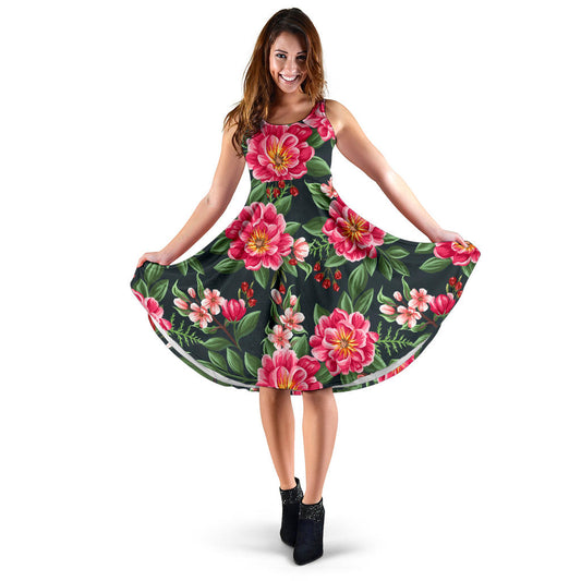 Summer Floral Pattern Print Design SF06 Midi Dress