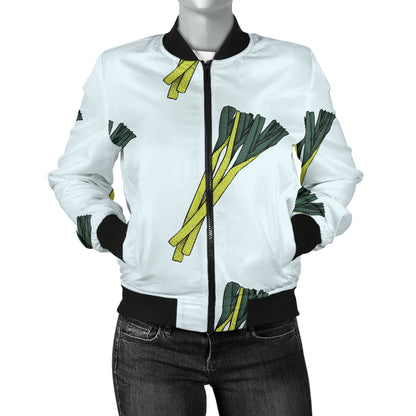 Leek Pattern Print Design 03 Women's Bomber Jacket