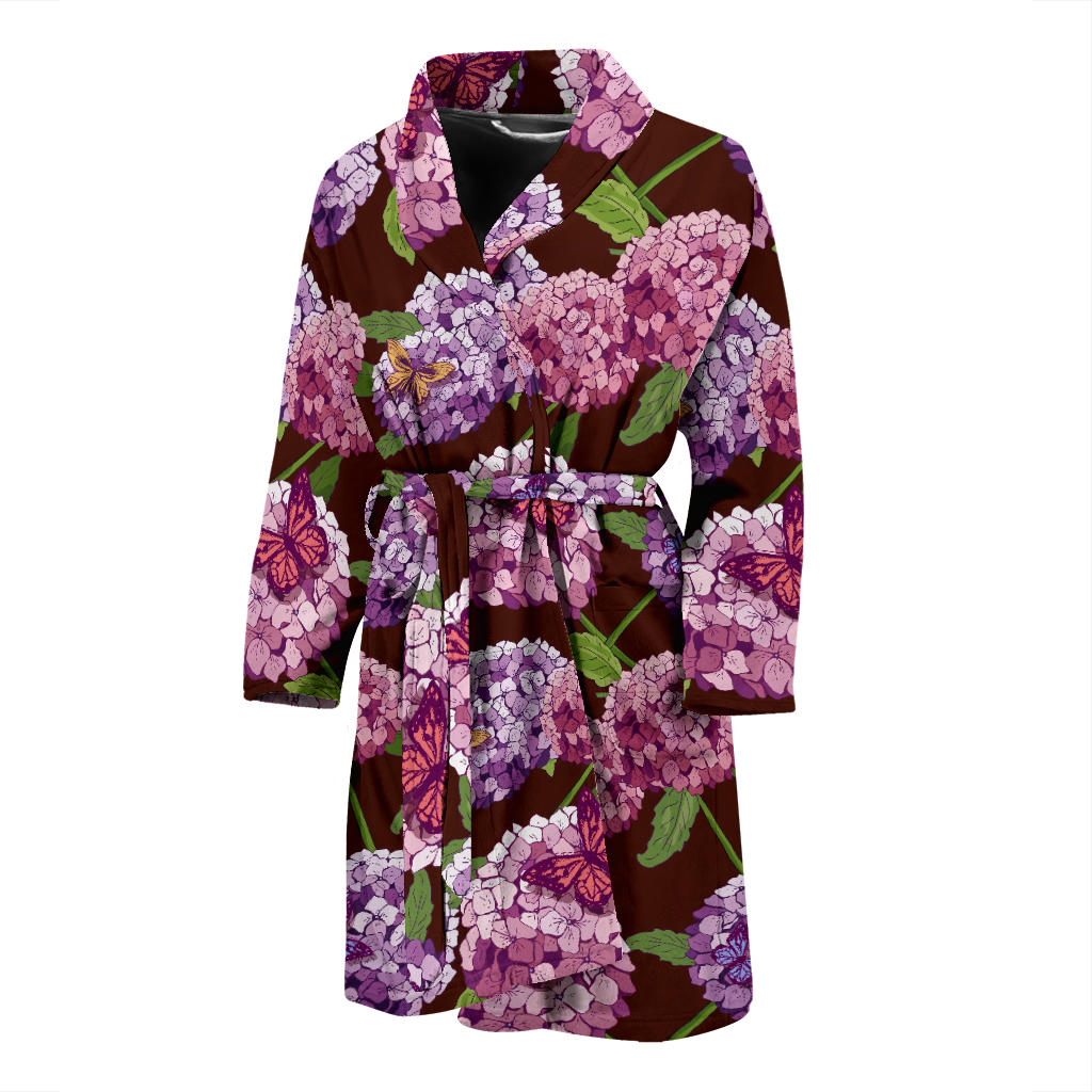 Hydrangea Pattern Print Design HD08 Men Bathrobe