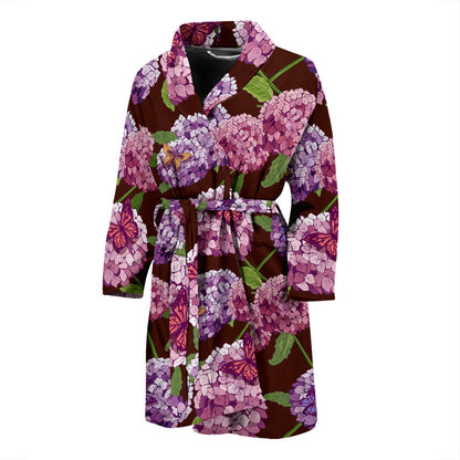 Hydrangea Pattern Print Design HD08 Men Bathrobe