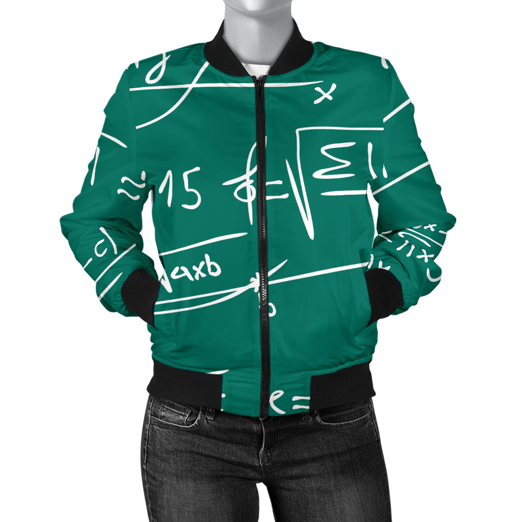 Math Pattern Print Design 01 Women's Bomber Jacket