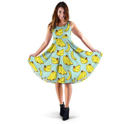 Banana Pattern Print Design BA04 Midi Dress