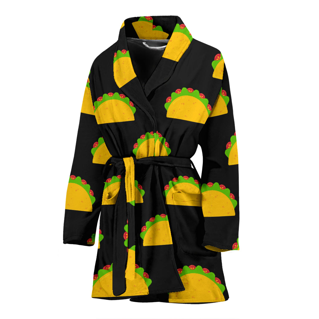 Taco Pattern Print Design TC06 Women Bathrobe