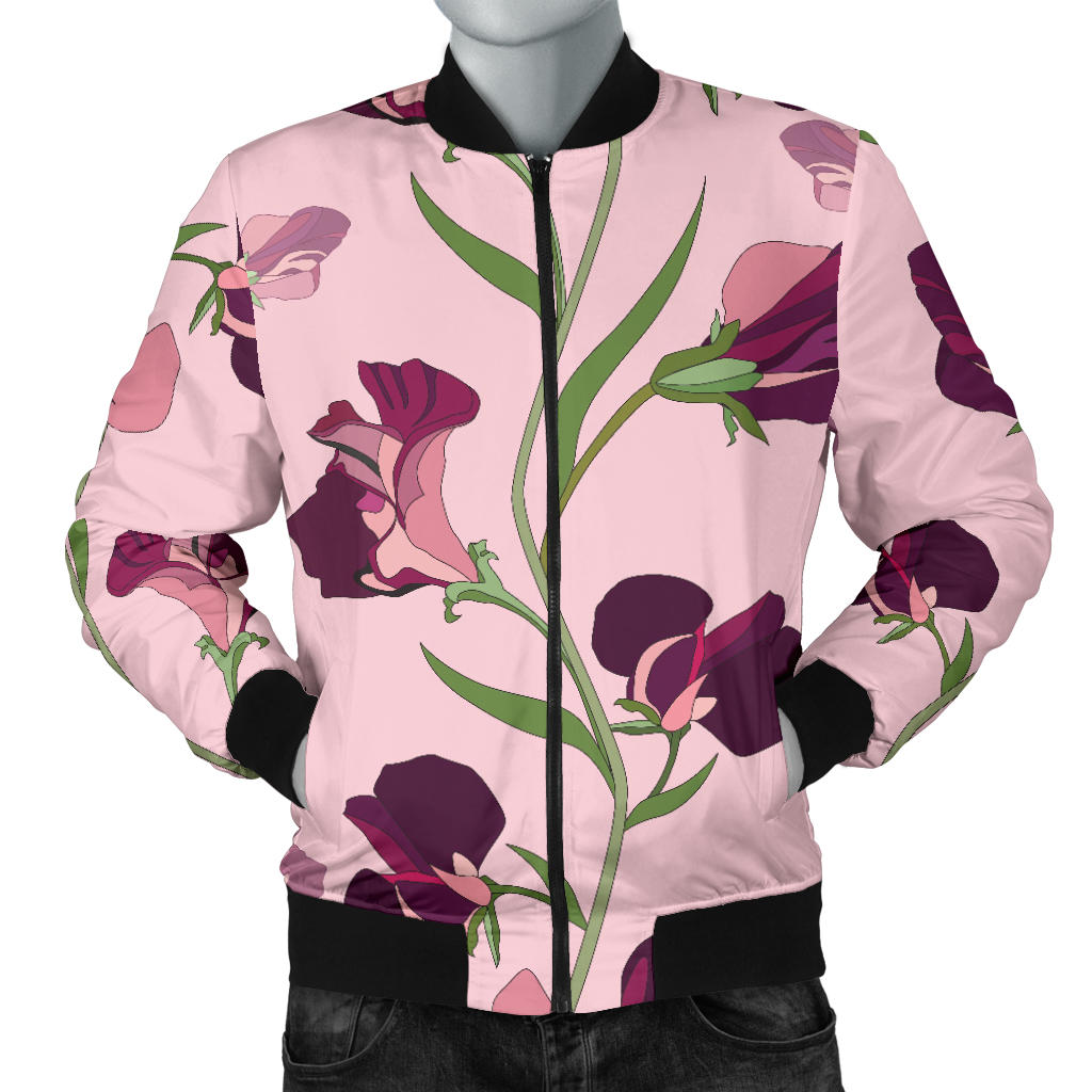 Peony Pattern Print Design PE09 Men Bomber Jacket