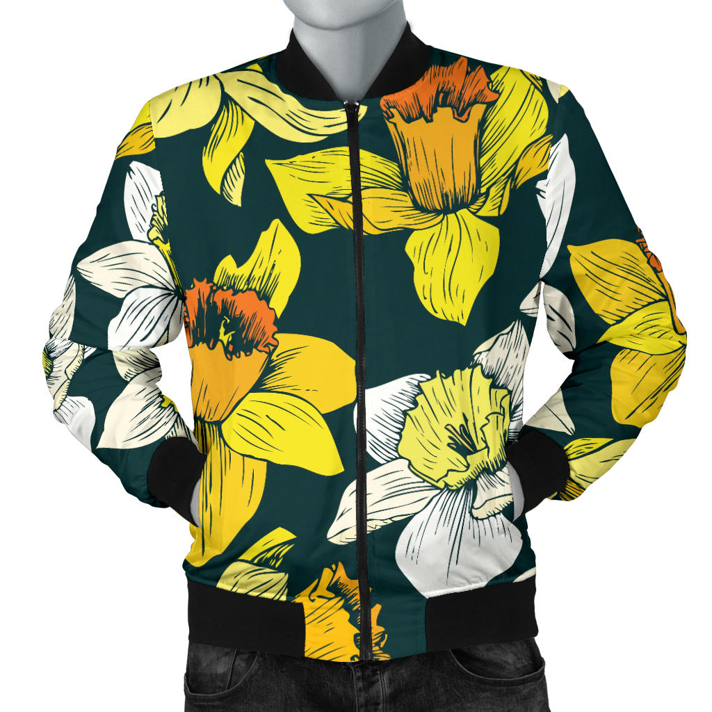 Daffodils Pattern Print Design DF02 Men Bomber Jacket