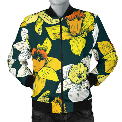 Daffodils Pattern Print Design DF02 Men Bomber Jacket