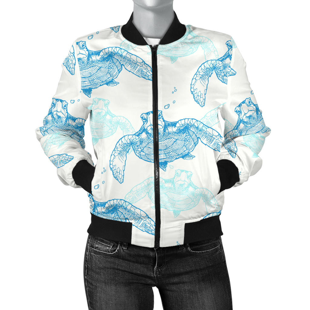 Sea Turtle Pattern Print Design T01 Women Bomber Jacket – JorJune