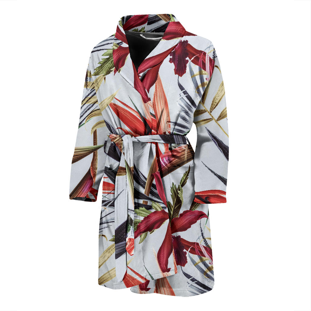 Tropical Flower Pattern Print Design TF021 Men Bathrobe