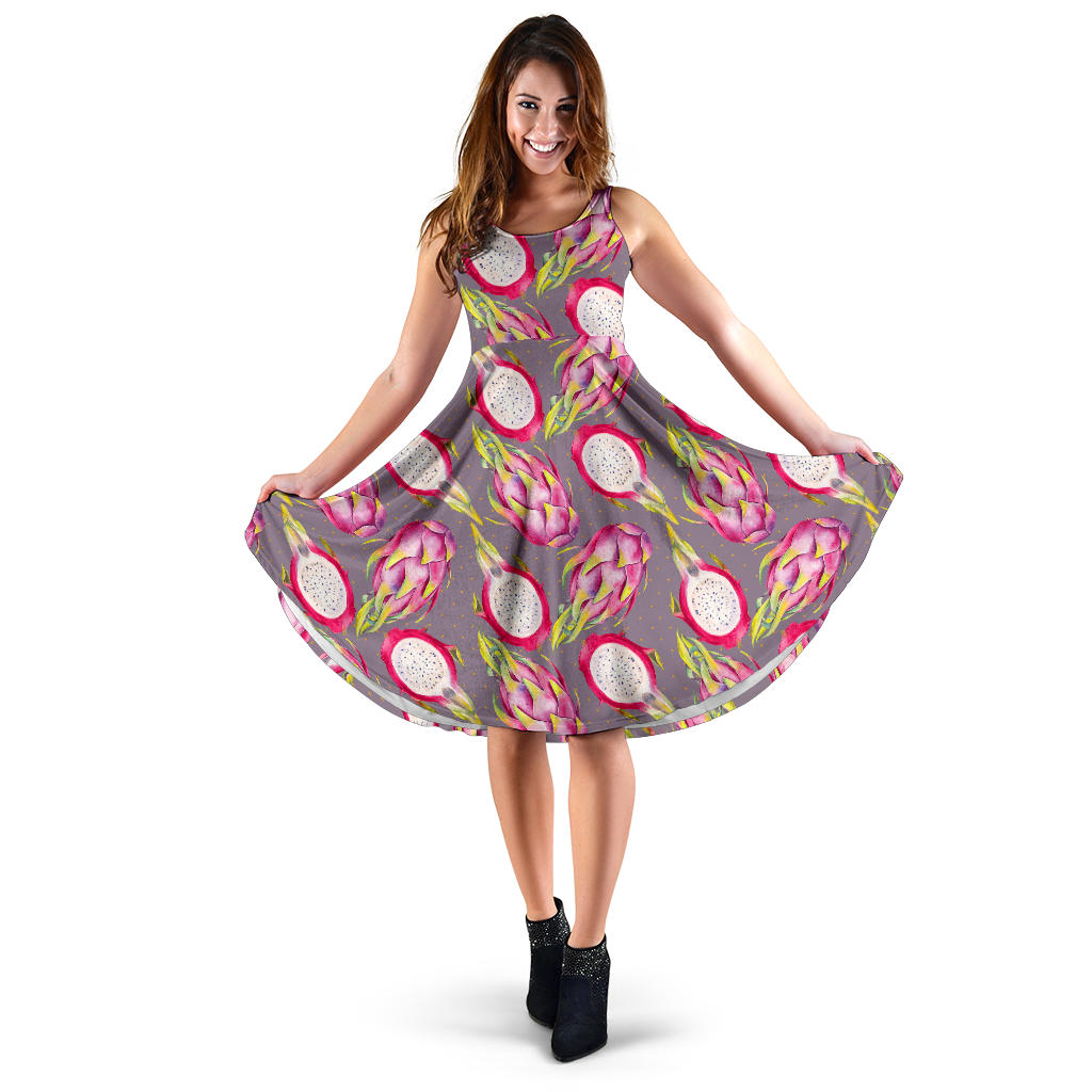 Dragonfruit Pattern Print Design DF03 Midi Dress