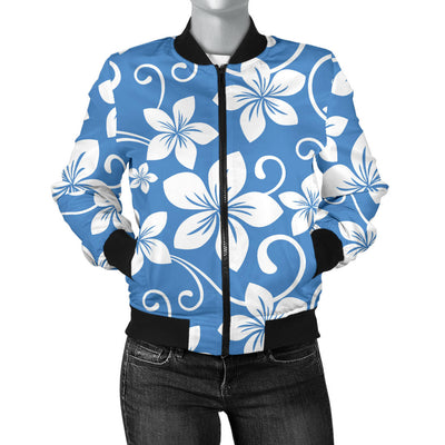 Hibiscus Pattern Print Design HB09 Women Bomber Jacket