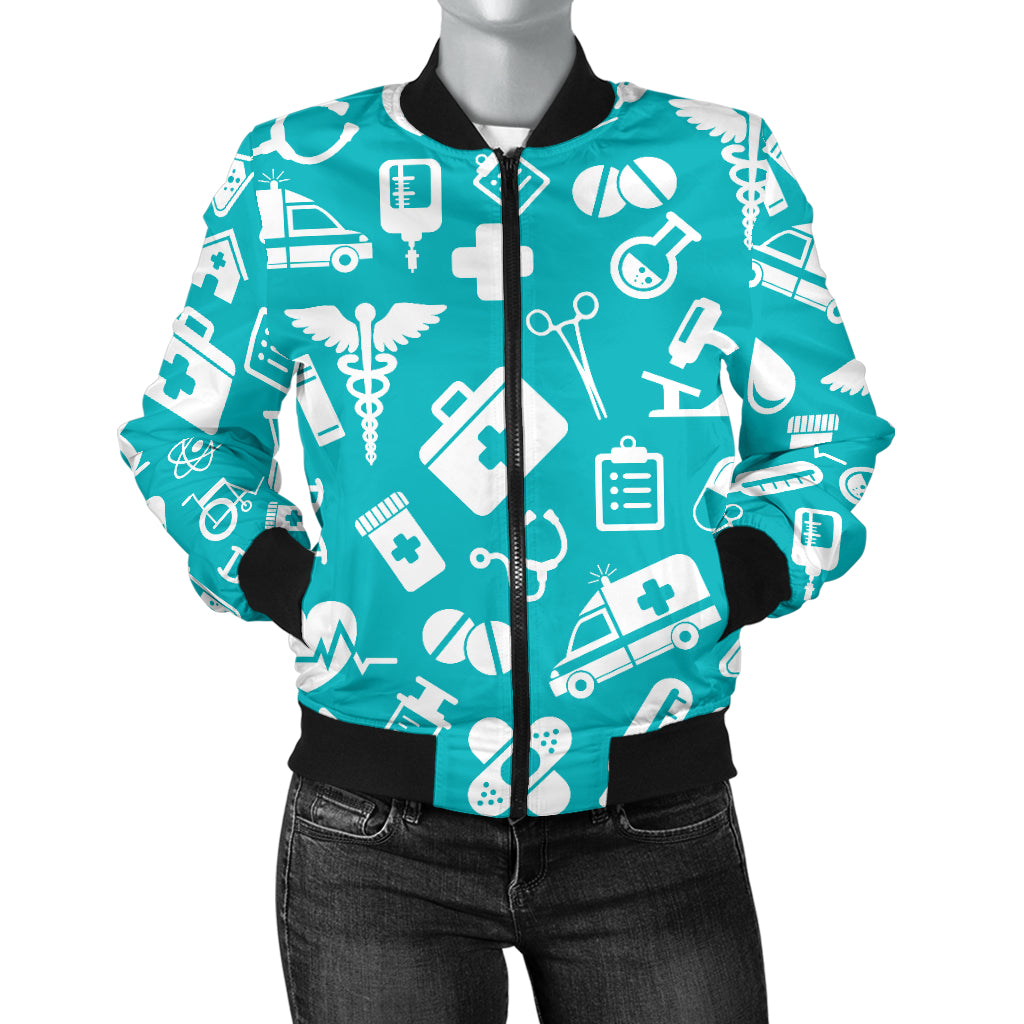Medical Pattern Print Design 04 Women's Bomber Jacket