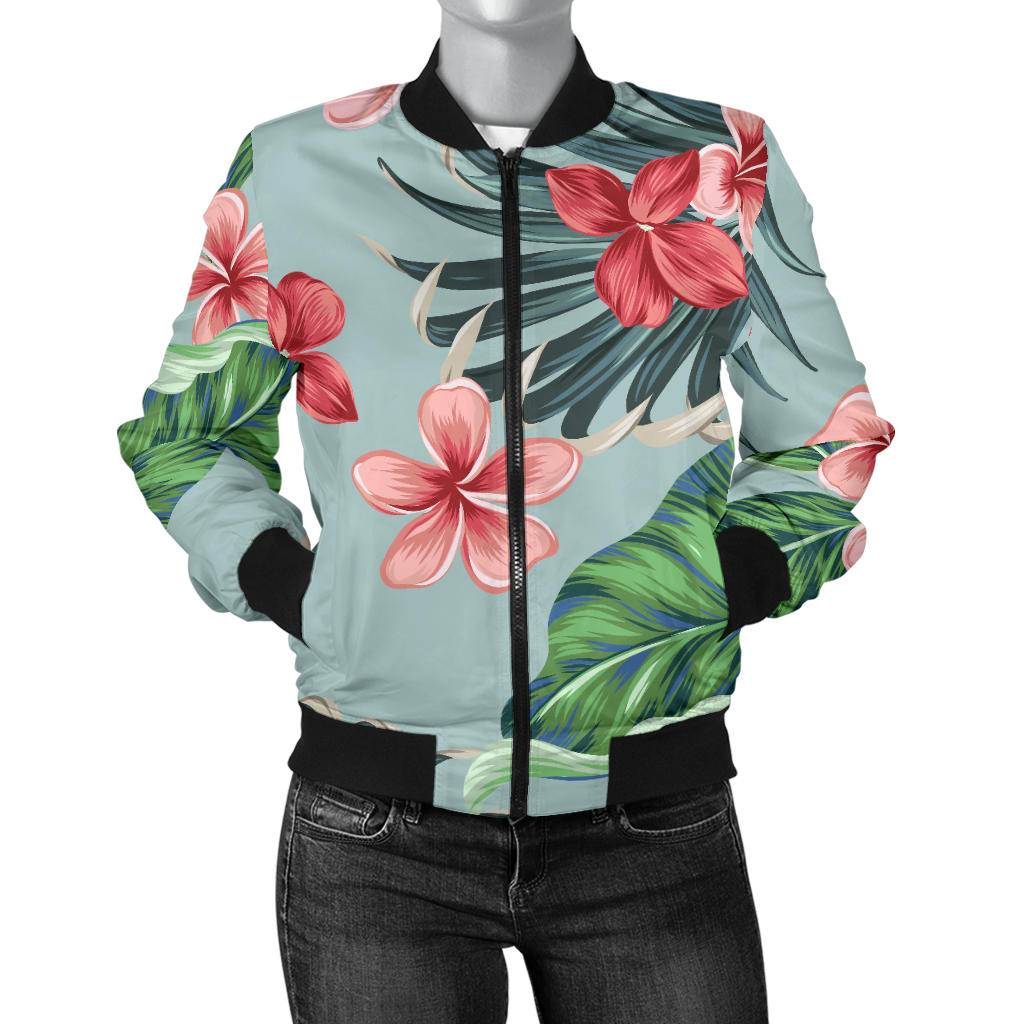 Plumeria Pattern Print Design PM027 Women Bomber Jacket